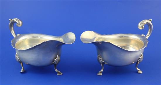 A pair of George V silver sauceboats, 18 oz.